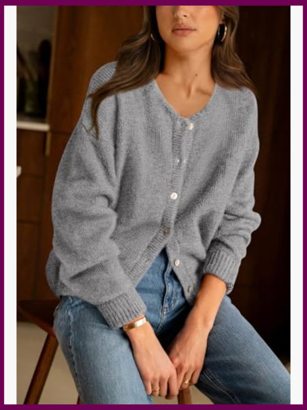 Long Sleeve Crewneck Button Down Chunky Knit Cardigan Sweater Open Front - Picture 3 of 7